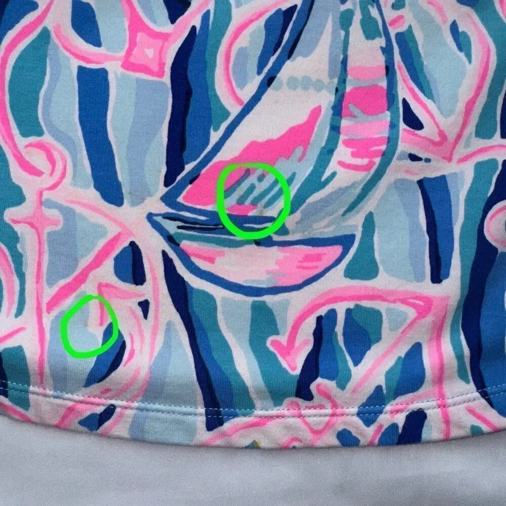 Lilly Pulitzer Skipper Popover Pullover Top Skim Blue Pink Sea Anchor Size Small